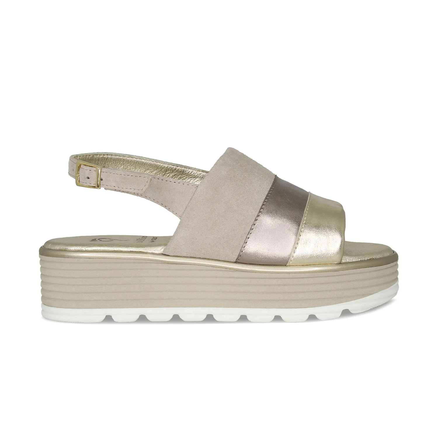 Bay: Pale Taupe Suede & Metallic Leather