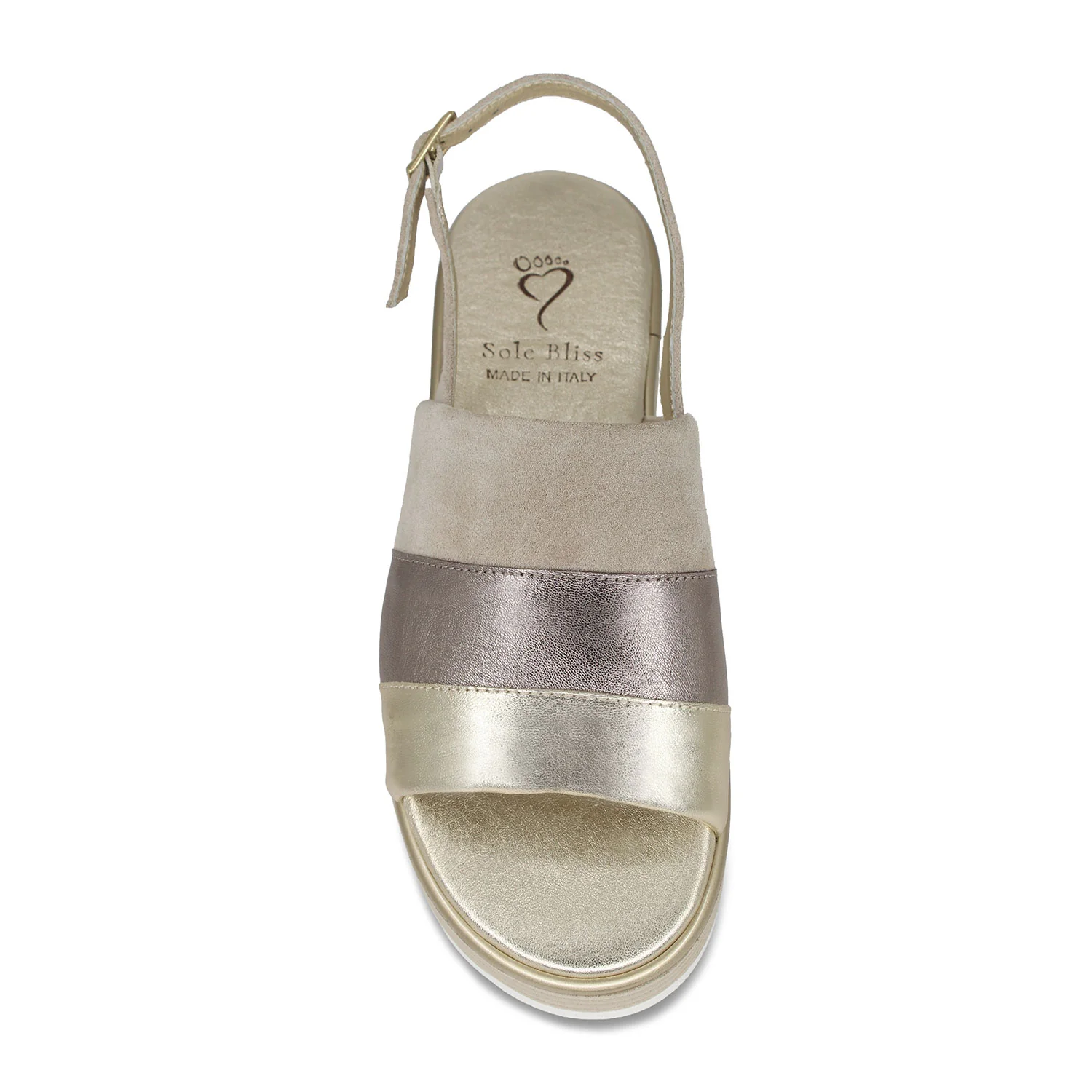 Bay: Pale Taupe Suede & Metallic Leather - Image 2
