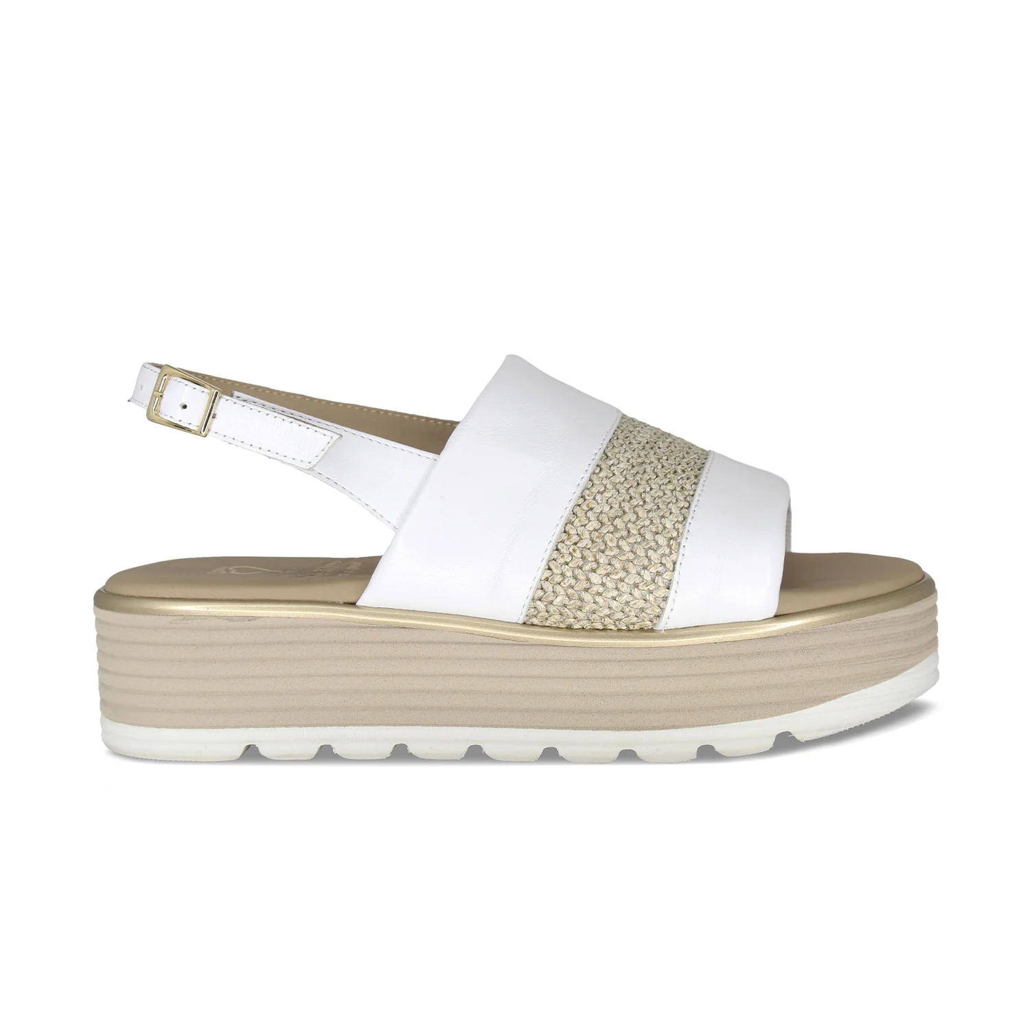 Bay: White Leather & Raffia