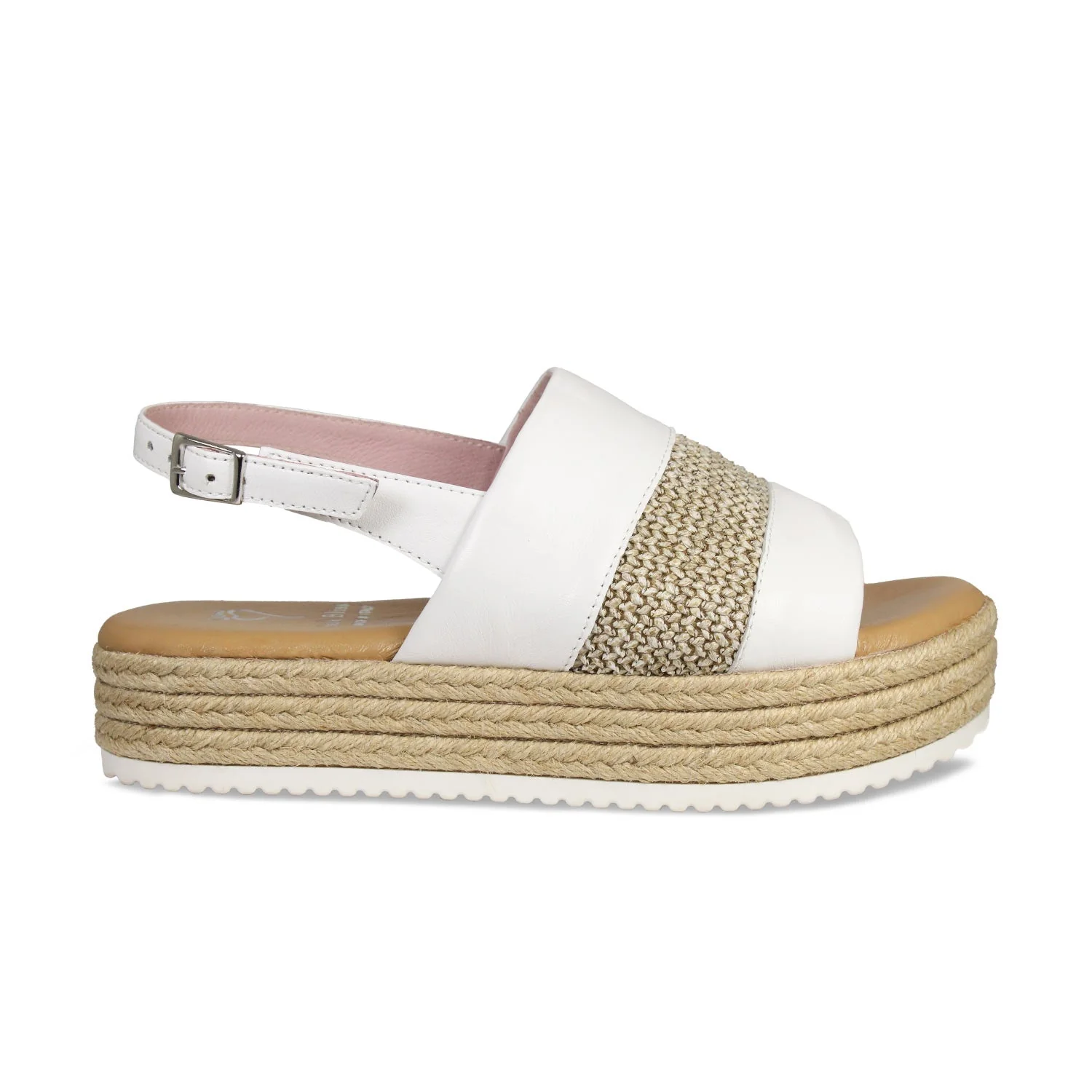 Bertie: White Leather & Raffia