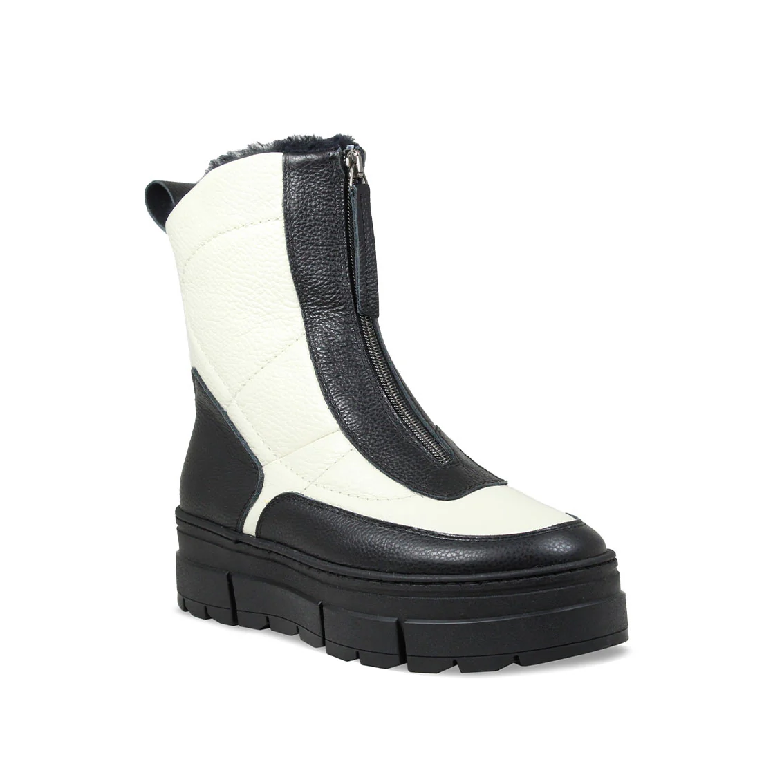 Blizzard: Black & Cream Leather & Shearling - Image 3