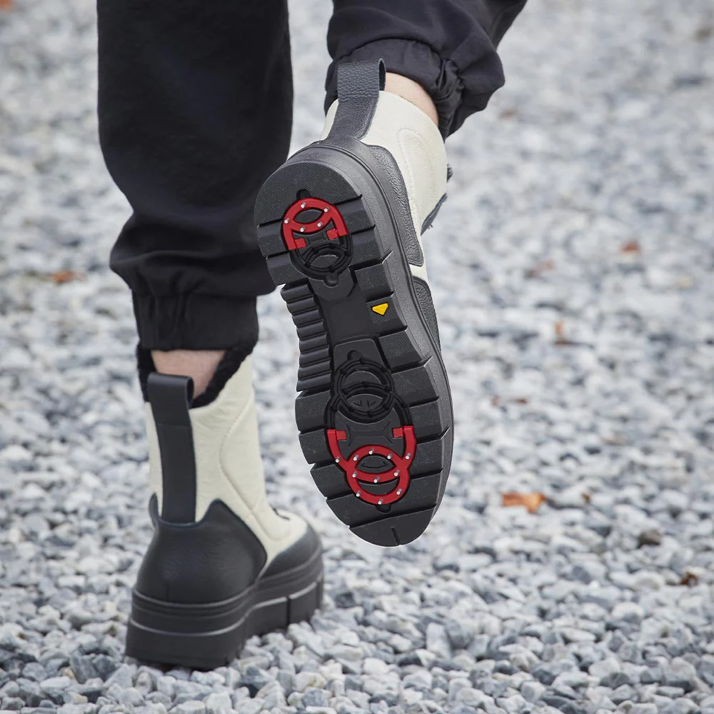 Blizzard: Black & Cream Leather & Shearling - Image 4