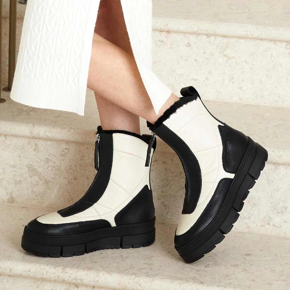 Blizzard: Black & Cream Leather & Shearling - Image 8