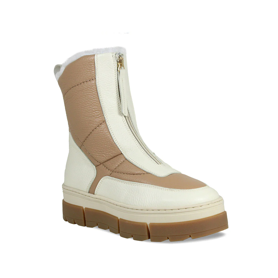 Blizzard: Cream & Camel Leather & Shearling - Image 3