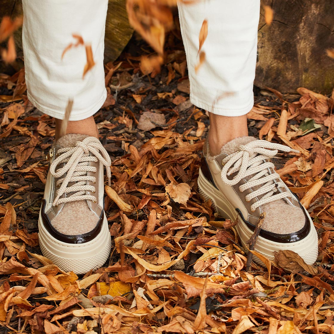 Denver: Taupe Multi Patent & Wool Lining - Image 3