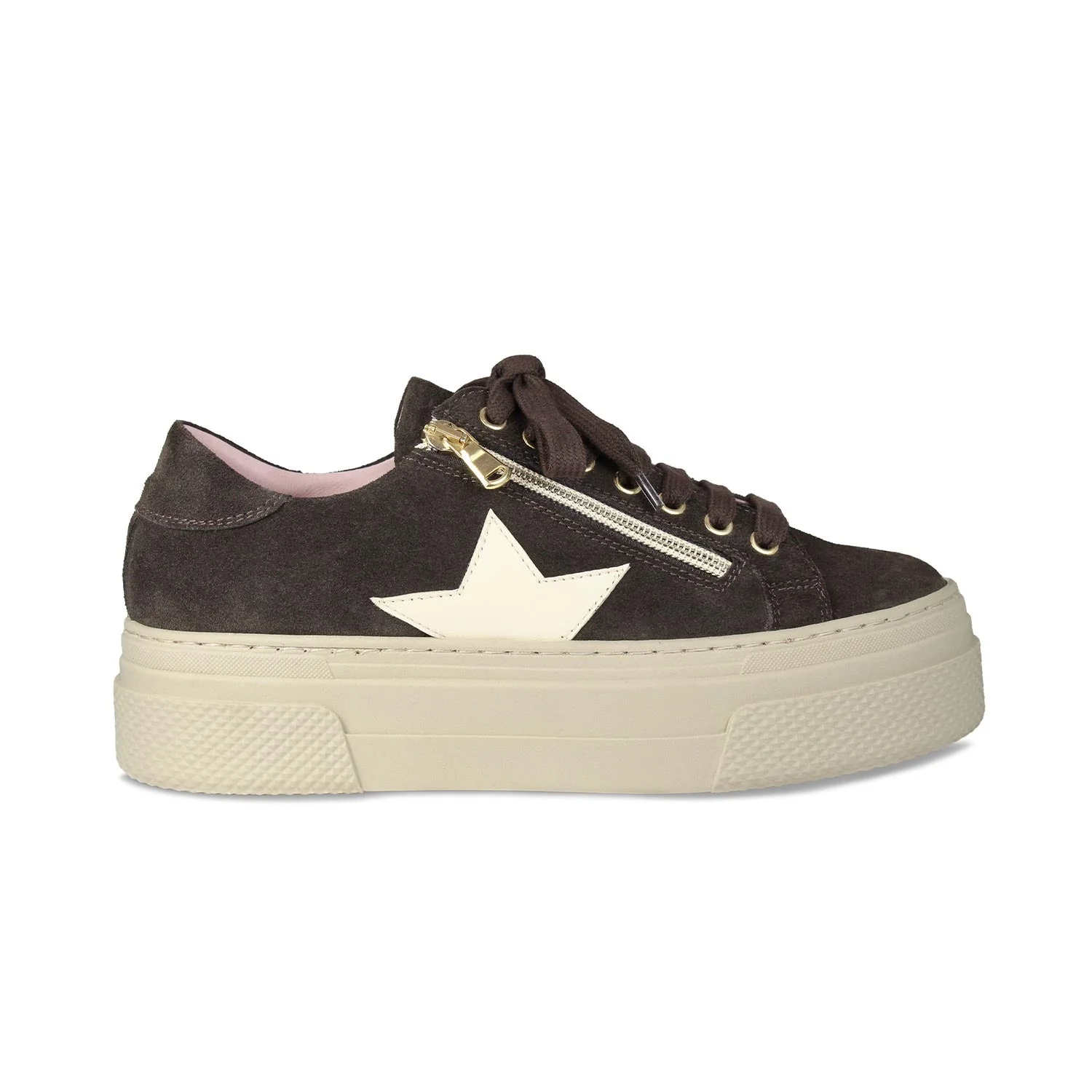 Diva-Star: Chocolate Brown Suede & Cream Leather