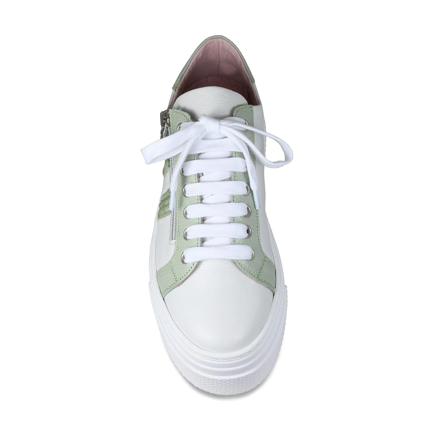 Diva: White Leather & Mint Raffia - Image 3