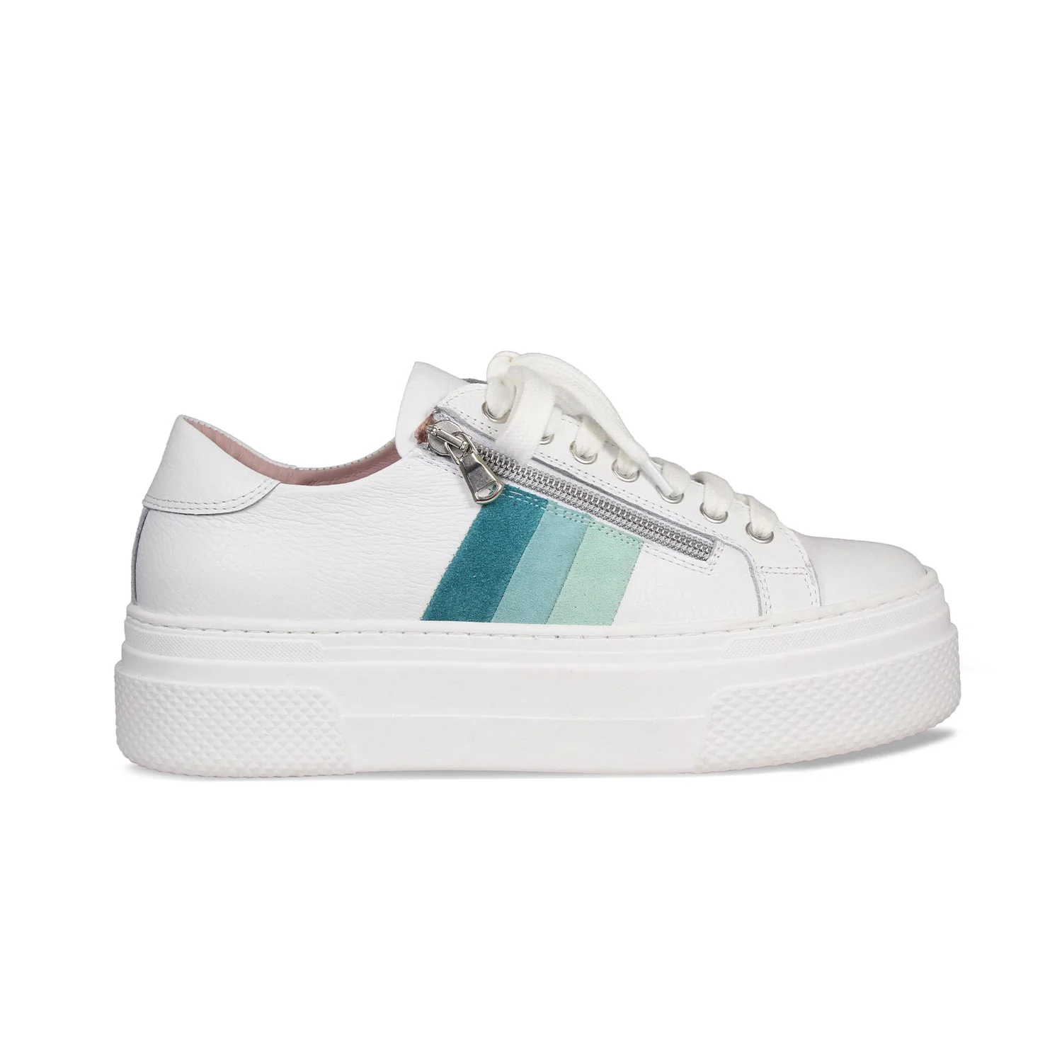 Diva: White Leather & Turquoise Multi