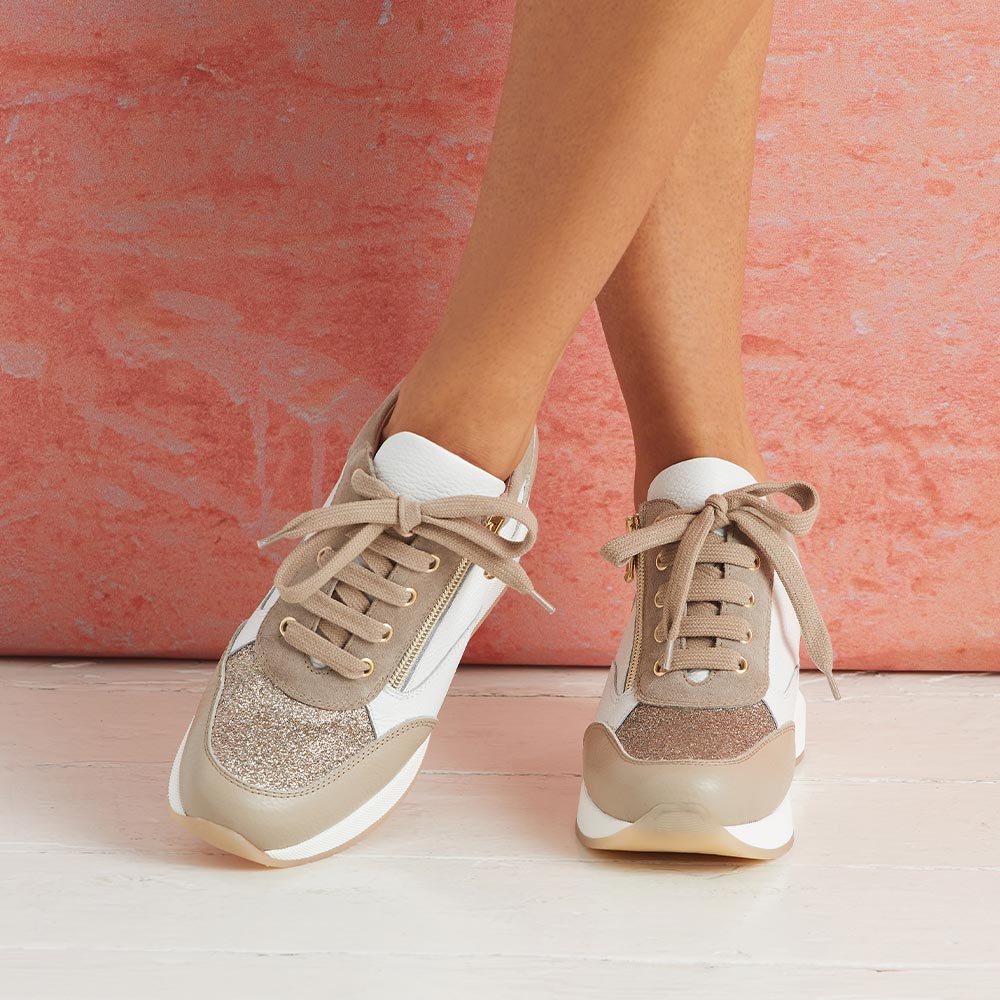 Electra: Taupe & White Leather - Image 4