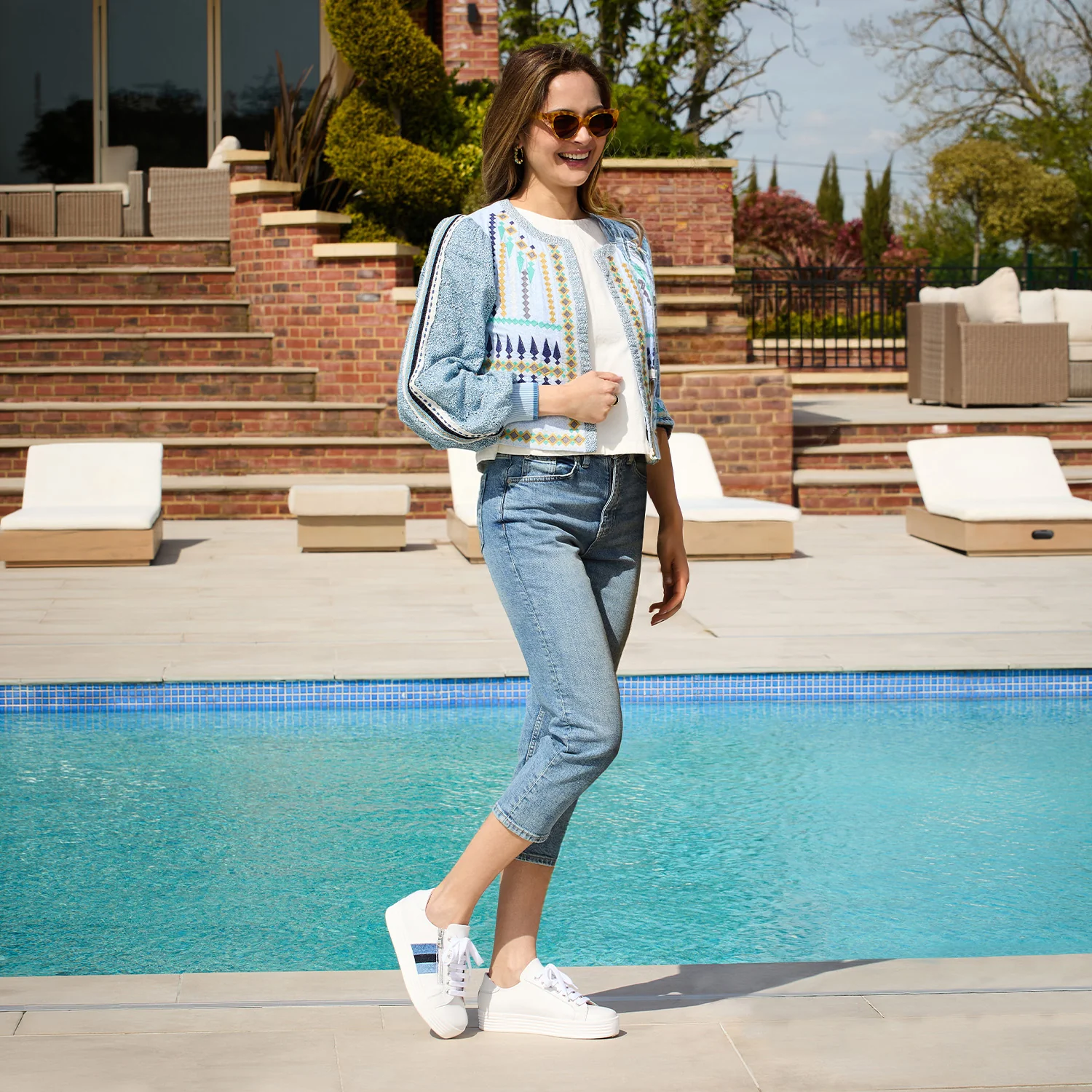 Hero-Stripe: White Leather & Multi Denim - Image 5
