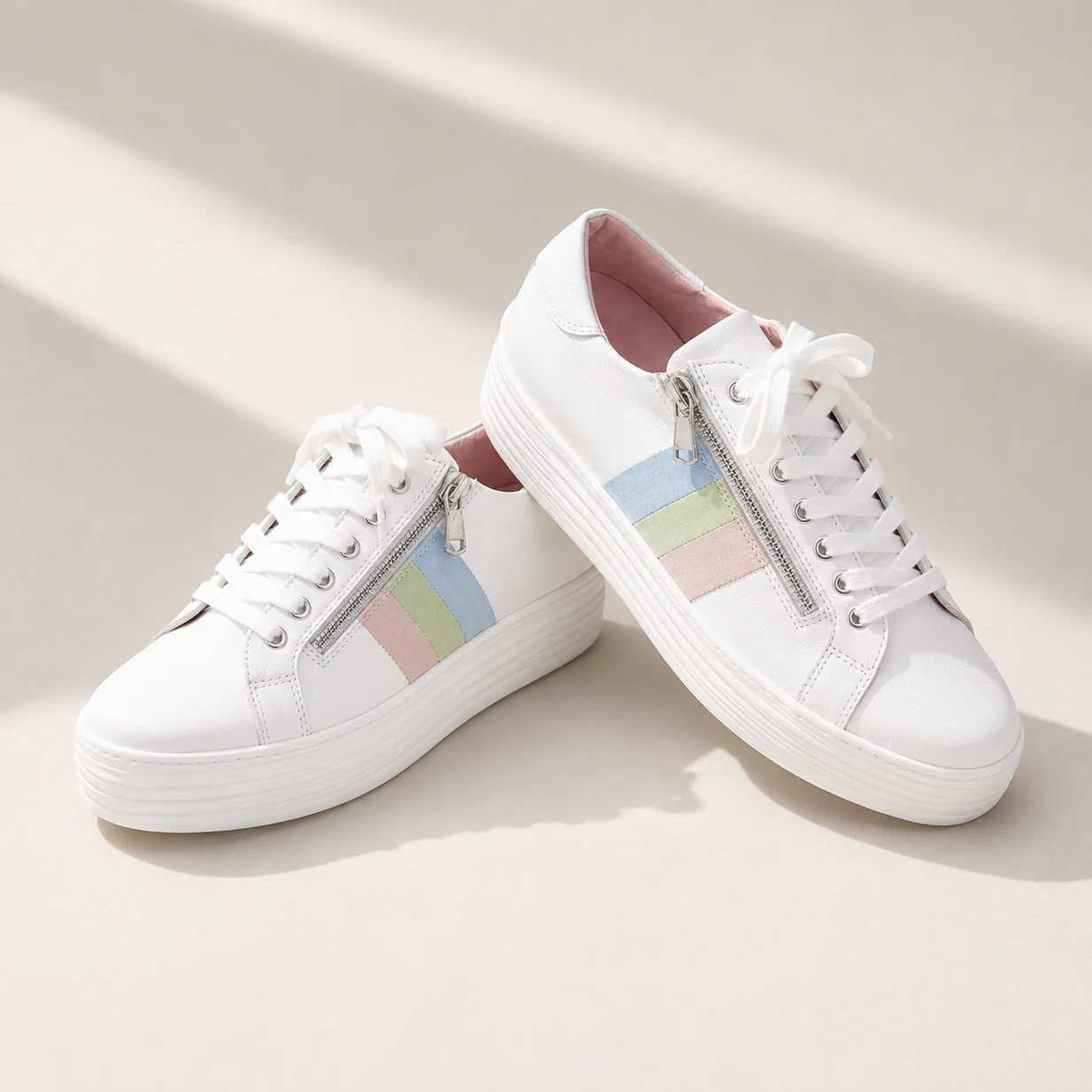 Hero-Stripe: White Leather & Multi Pastel - Image 4