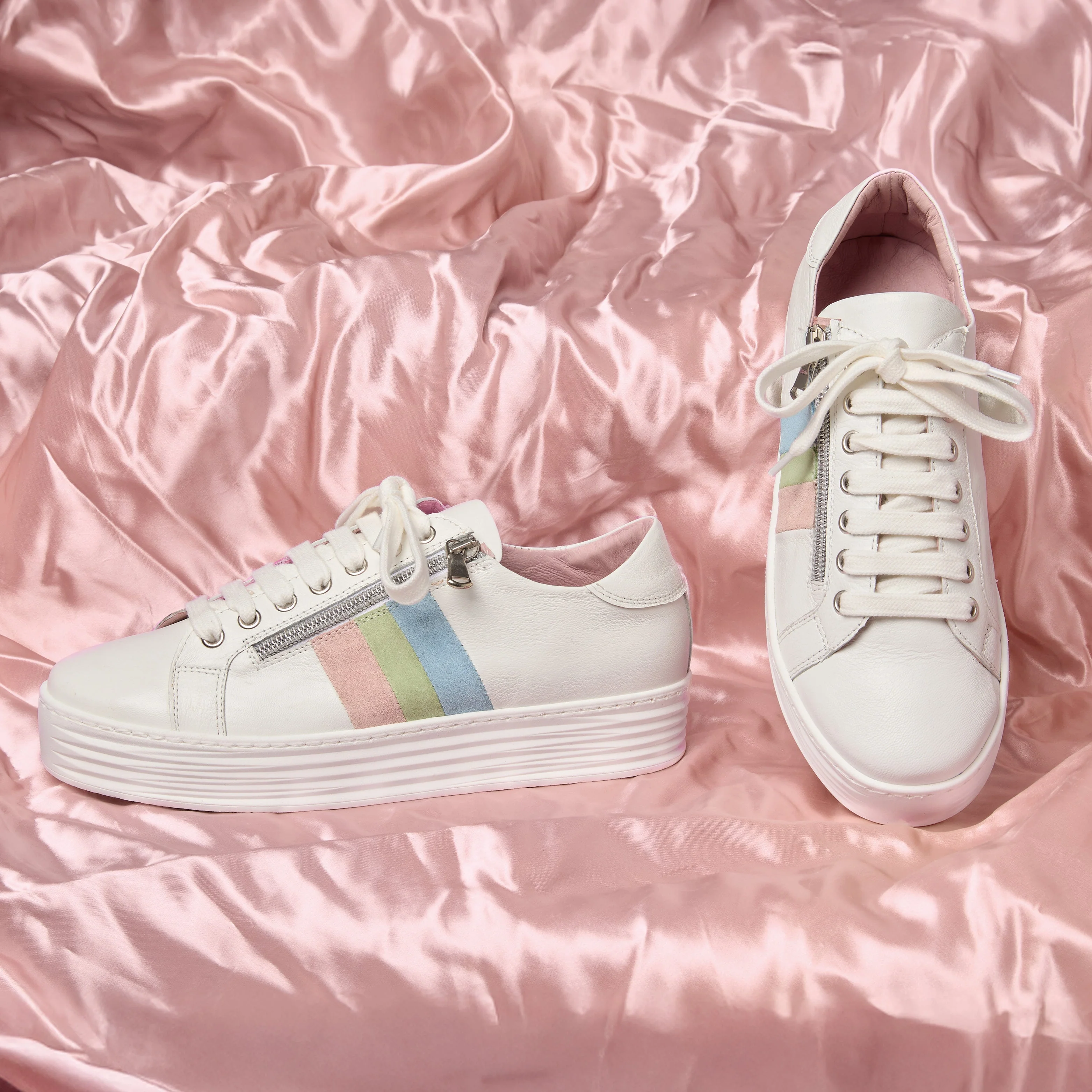 Hero-Stripe: White Leather & Multi Pastel - Image 5