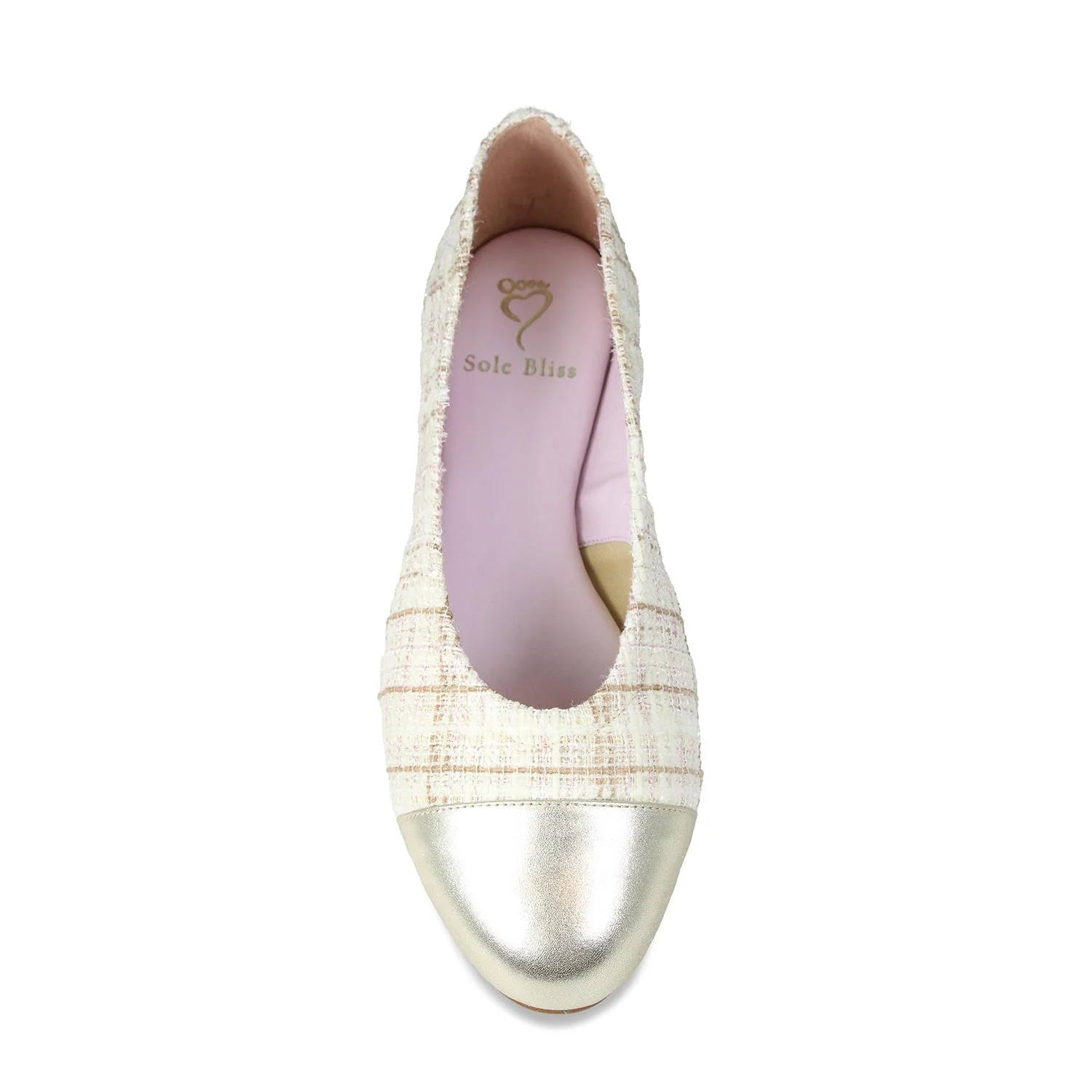 Luna: Cream Tweed & Gold Leather - Image 3