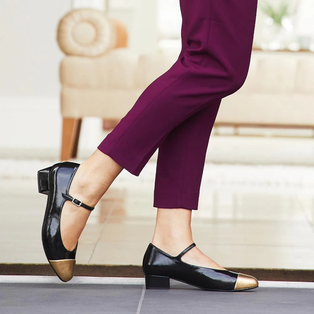 Nancy: Black & Gold Leather - Image 2