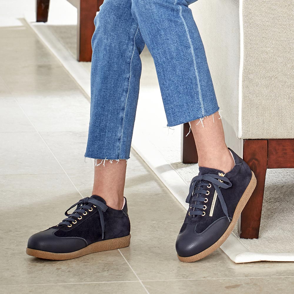 Pixie: Navy Leather & Suede - Image 3