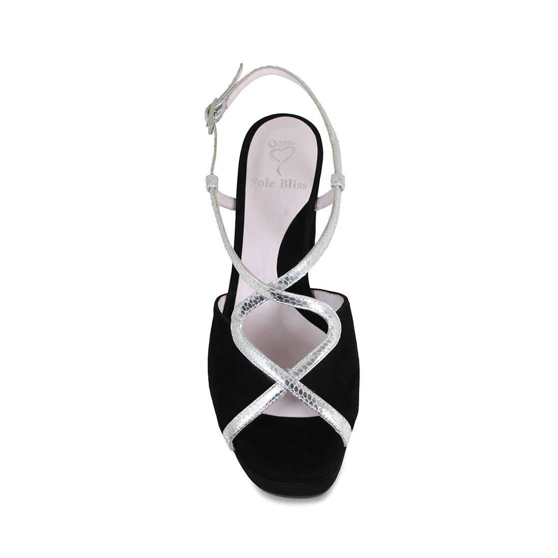 Rachel: Black Suede & Silver Snake Print Leather - Image 5