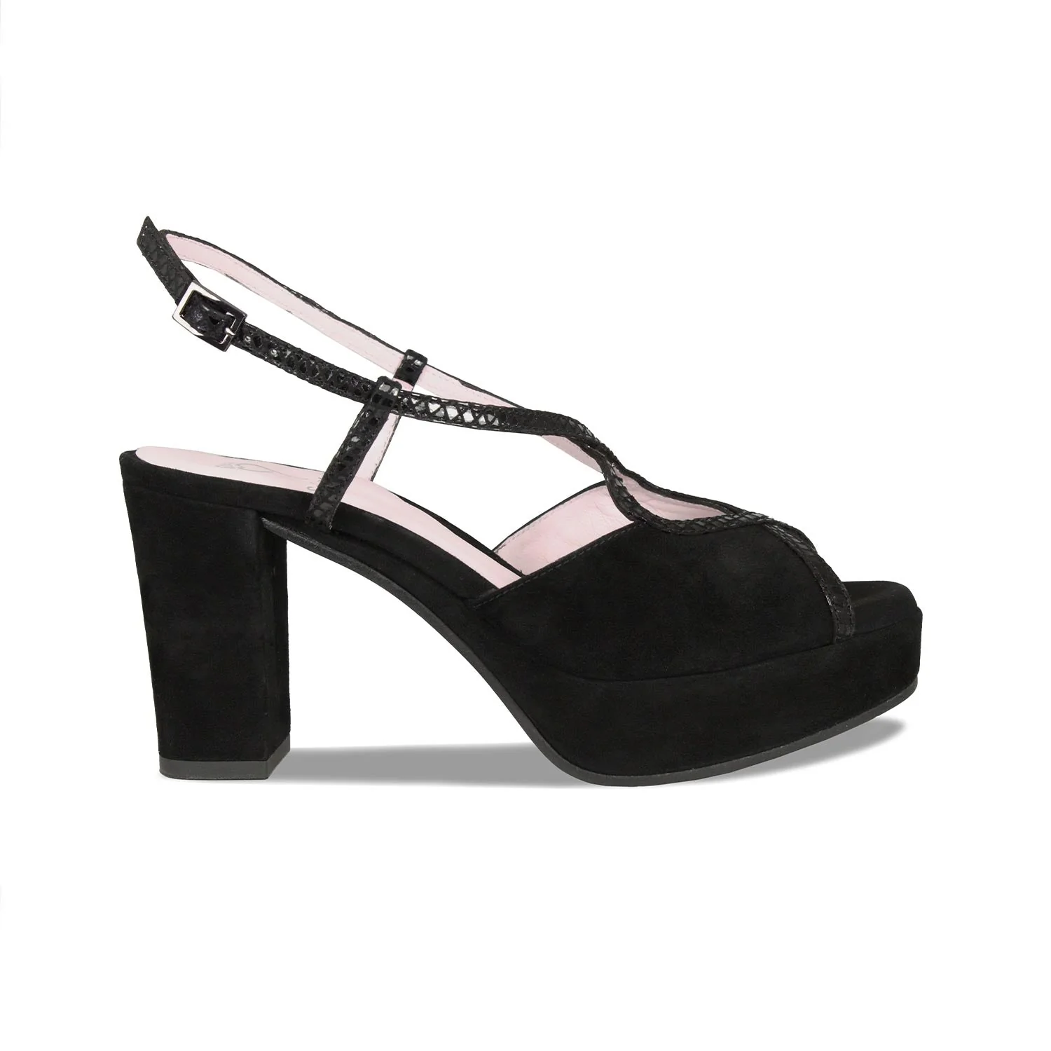 Rachel: Black Suede & Black Snake
