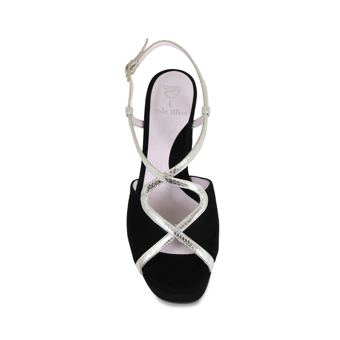 Rachel: Black Suede & Gold Snake Print Leather - Image 4