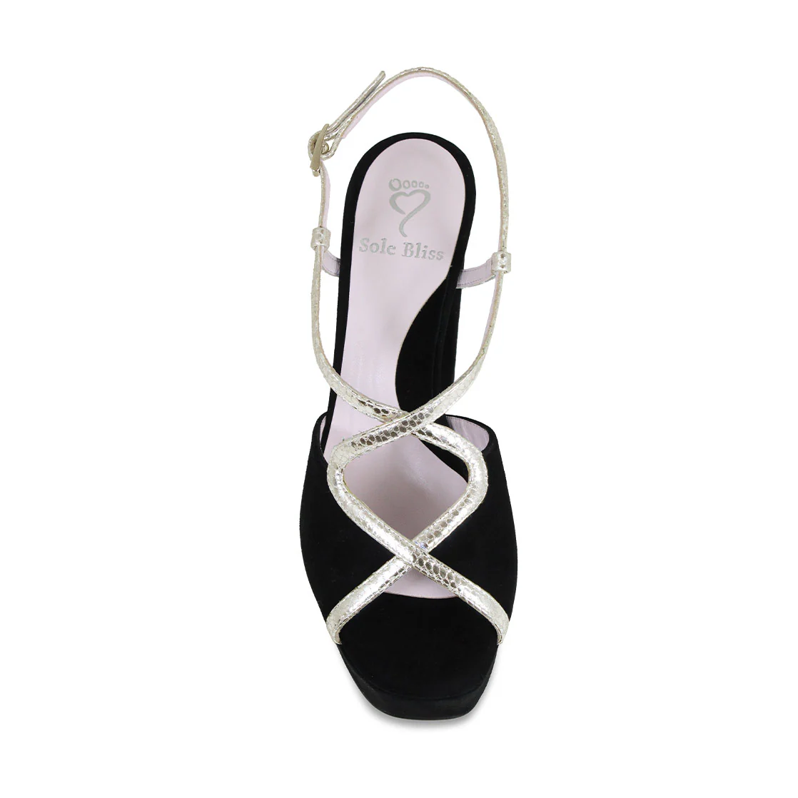 Reese: Black Suede & Gold Snake Print Leather - Image 4