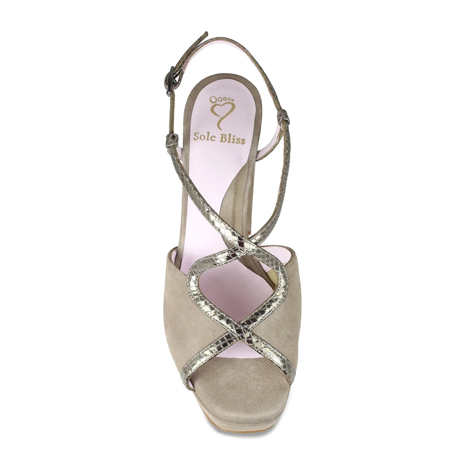 Reese: Taupe Suede & Bronze Snake Print Leather - Image 3