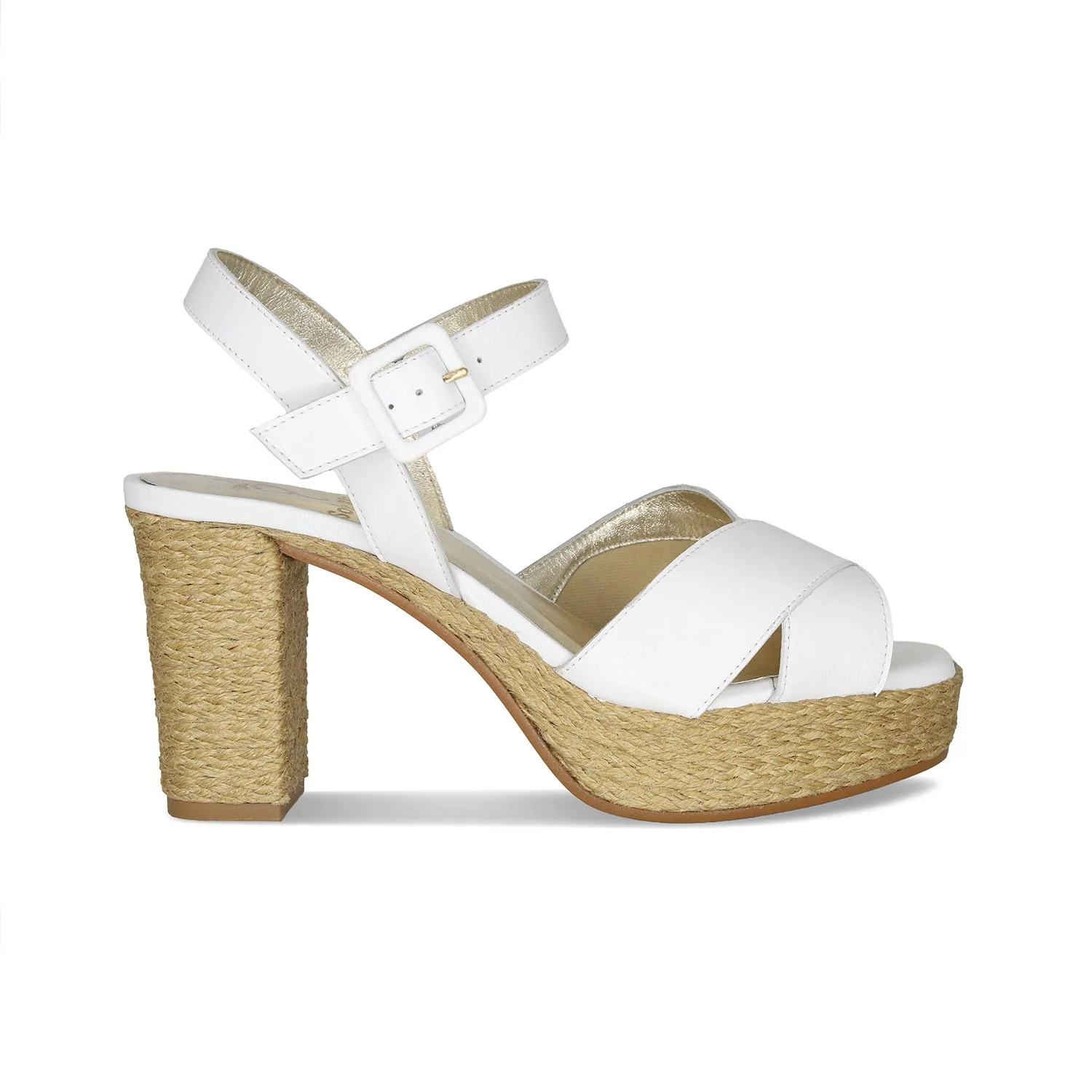 Ruby: White Leather & Jute