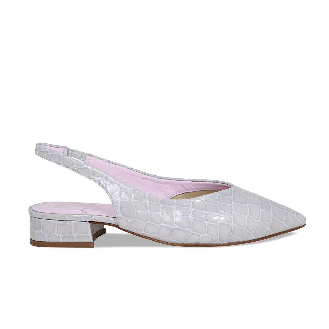 Sienna: Pale Grey Croc Patent Leather