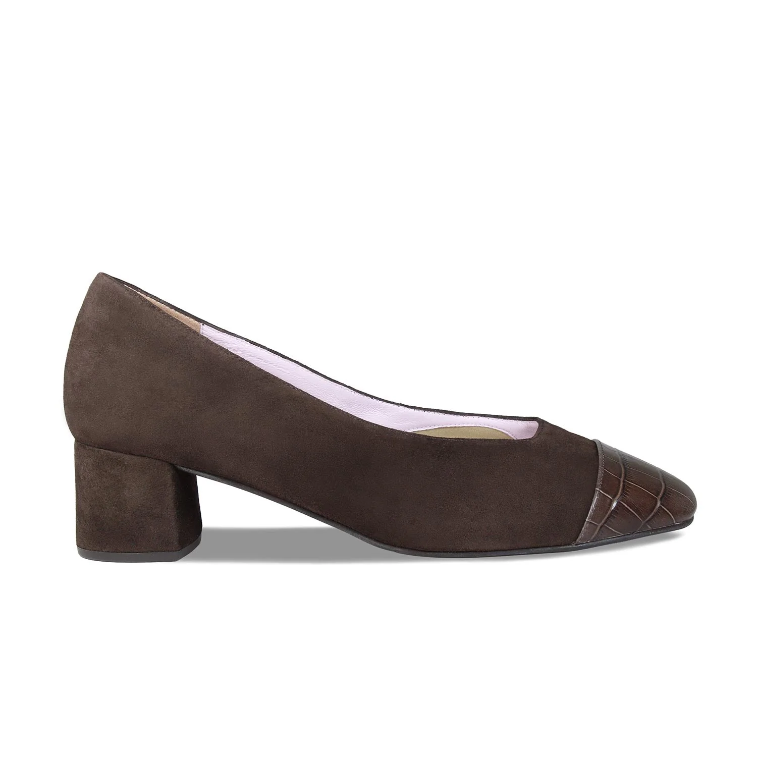 Valencia: Chocolate Brown Suede & Croc