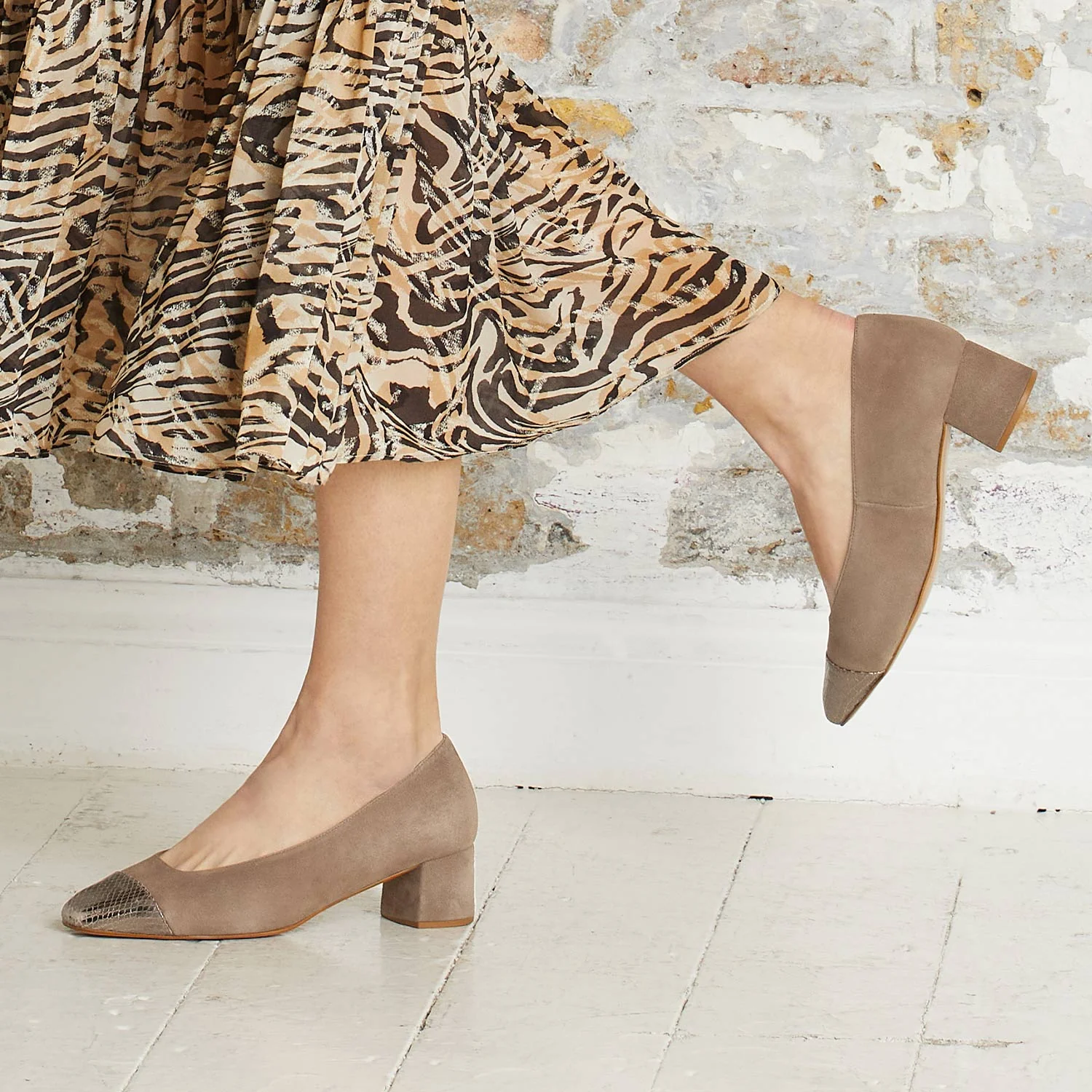 Valencia: Taupe Suede & Snake - Image 4