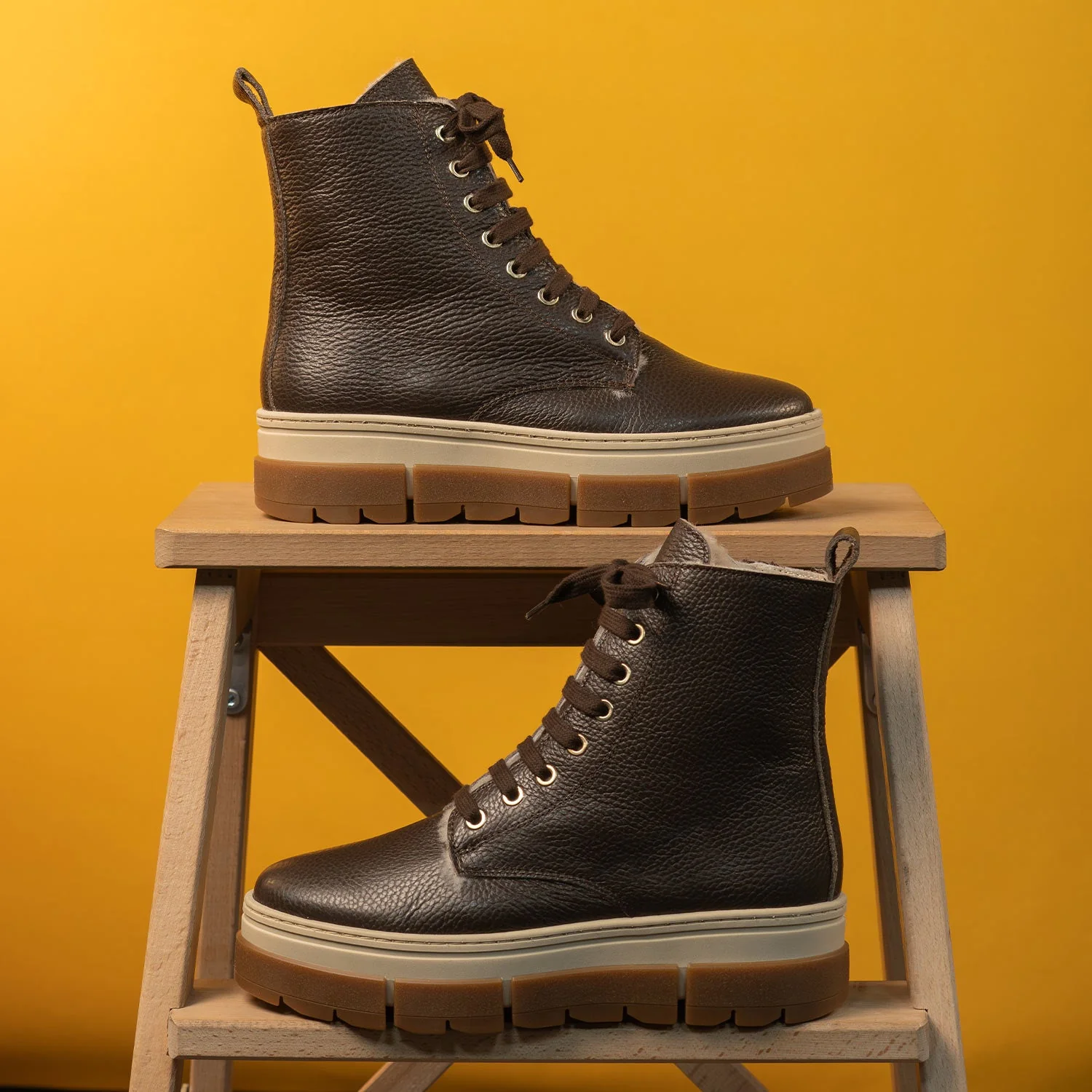 Venture: Chocolate Brown Leather & Shearling - Image 2